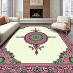 Pink Green Floral Mandala Design Rug
