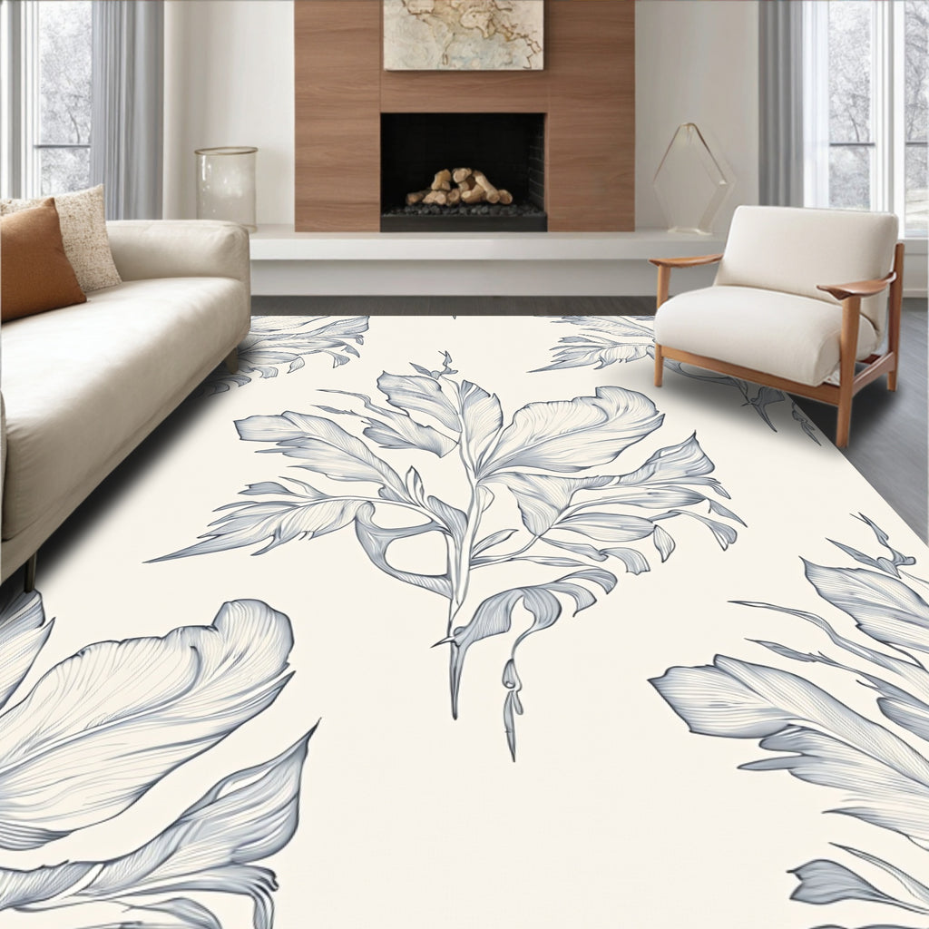 Botanical Sketch Pattern Design Rug