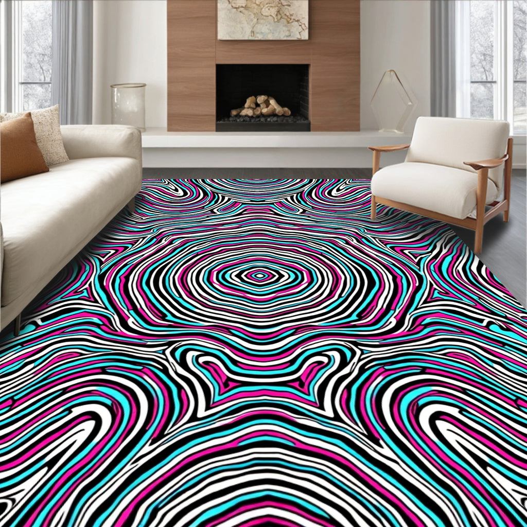 Vibrant Swirled Line Pattern Design Rug