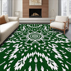 Green White Floral Mandala Rug