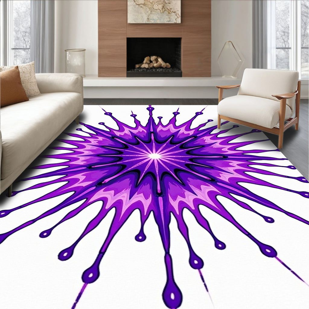 Vibrant Purple Starburst Pattern Rug
