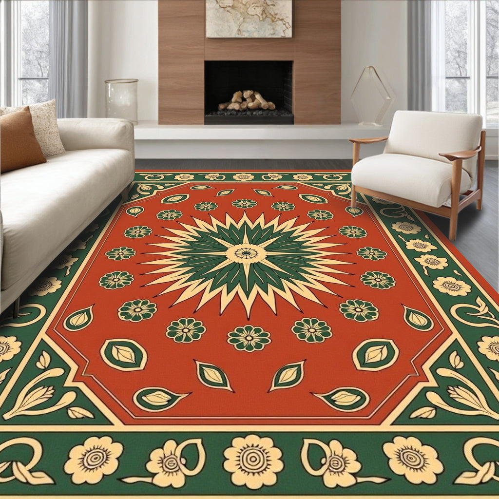 Classic Floral Sunburst Kilim Pattern Rug