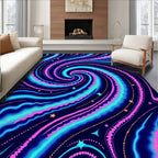 Cosmic Swirl Pattern with Stars Rug
