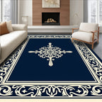 Elegant Cream Ornamental Damask Rug