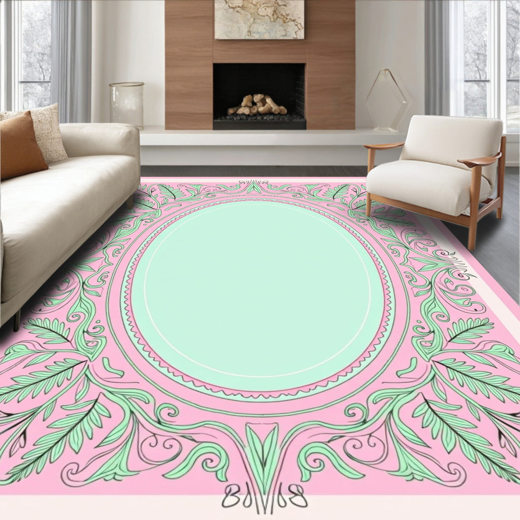 Vintage Filigree Floral Oval Pattern Rug