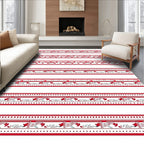 Red Architectural Skyline Border Design Rug