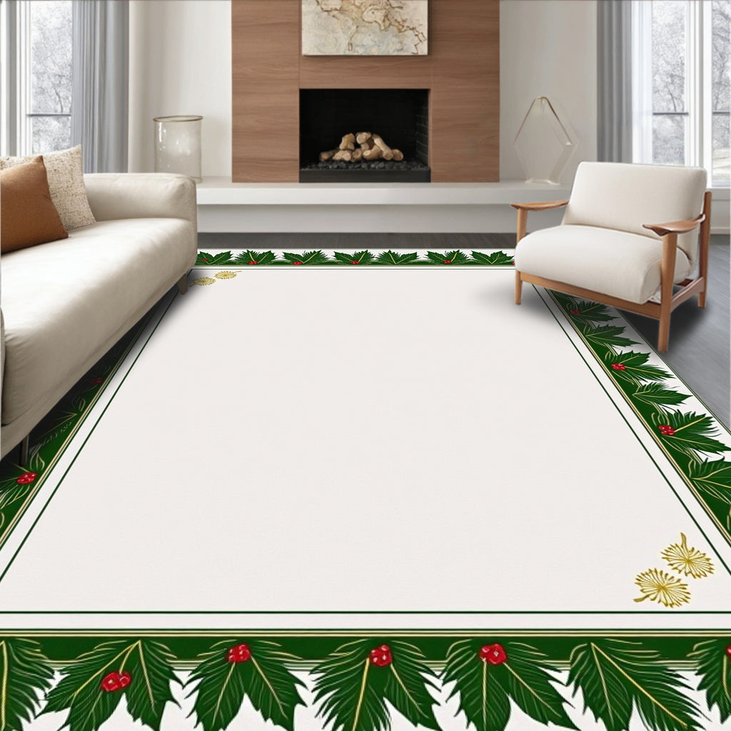 Festive Holly Berry Garland Border Rug