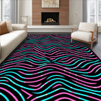Pink Aqua Swirling Lines Pattern Rug