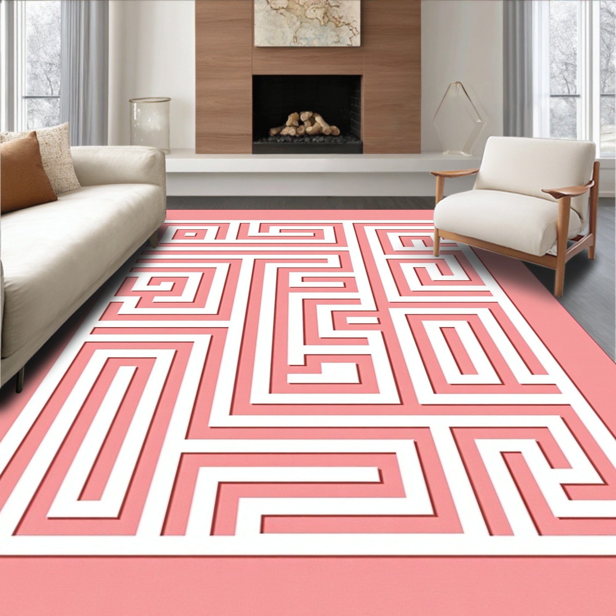 Geometric Maze Pattern Rug