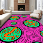 Vibrant Pink Green Orange Swirl Pattern Rug