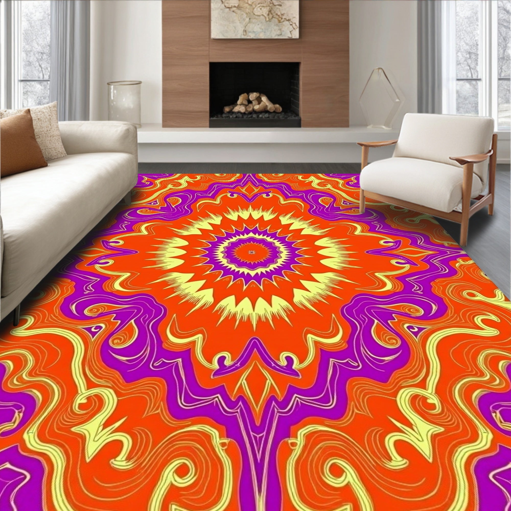 Psychedelic Swirls Mandala Style Rug