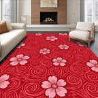 Red Floral Swirls Pattern Rug