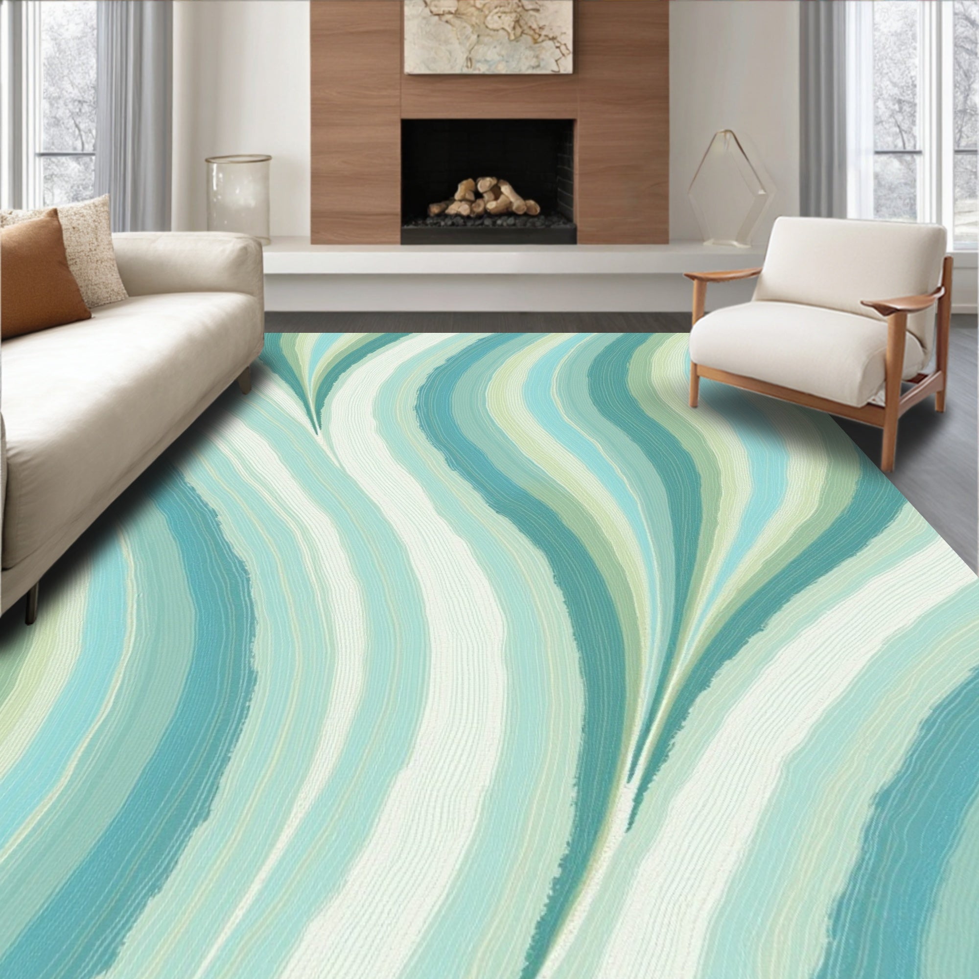 Ocean Wave Striped Pattern Rug