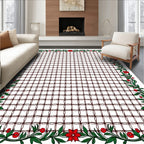 Red Floral Lattice Border Design Rug