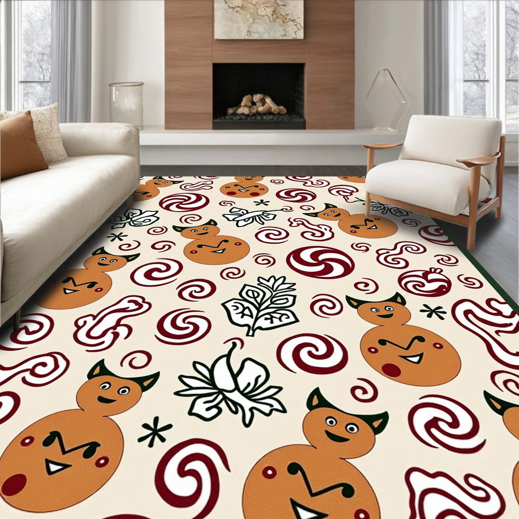 Whimsical Gingerbread Swirls Pattern Rug