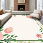 Pink Floral Vines With Gold Accents Rug