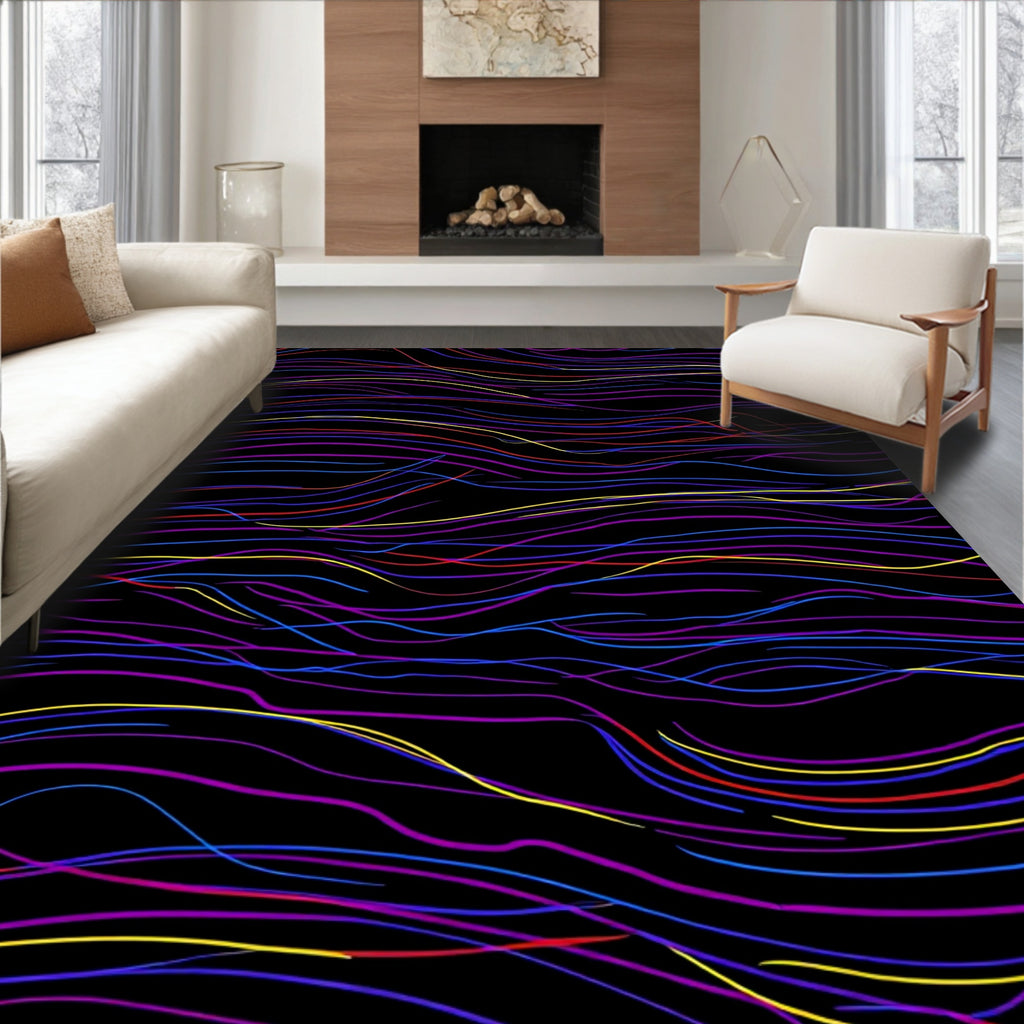 Wavy Color Lines Abstract Design Rug