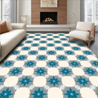 Teal Floral Geometric Pattern Rug