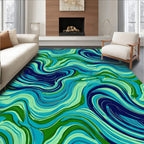 Swirling Ocean Blue Green Abstract Pattern Rug