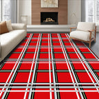 Bold Red Plaid Pattern Design Rug