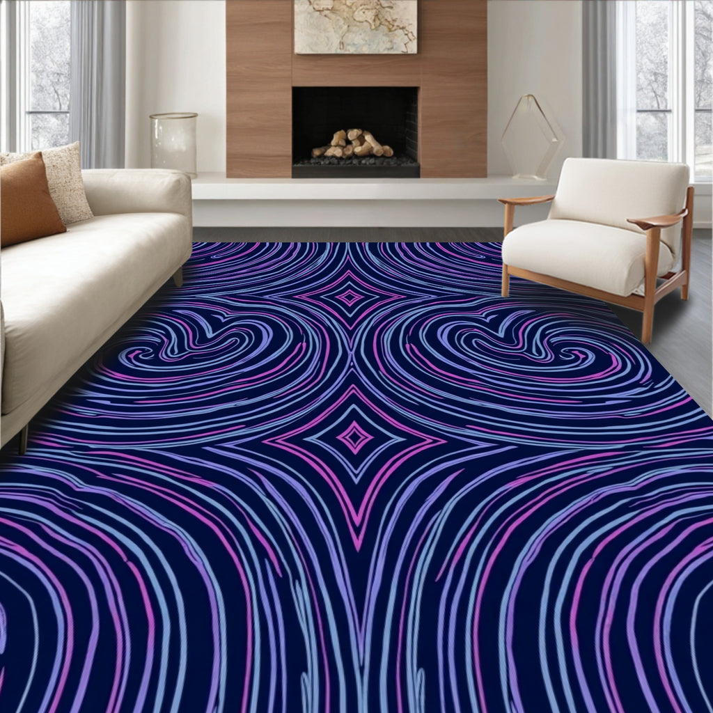 Abstract Swirls With Diamond Shapes Rug