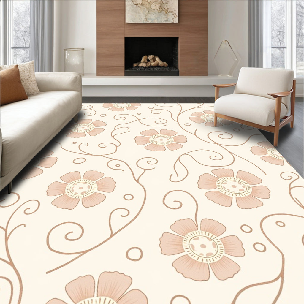 Delicate Floral Swirl Pattern Rug