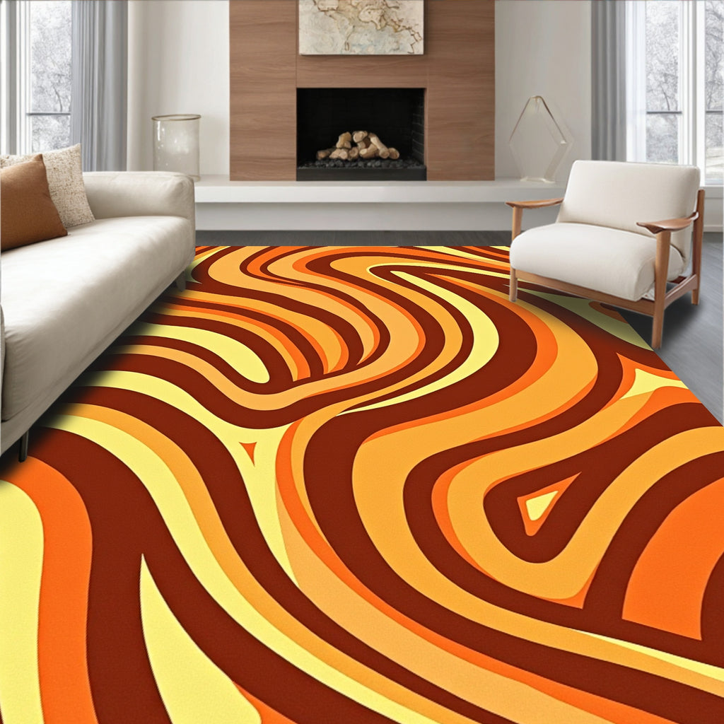 Retro Swirls Warm Gradient Pattern Rug