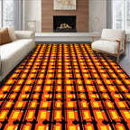 Bold Orange Yellow Plaid Design Rug