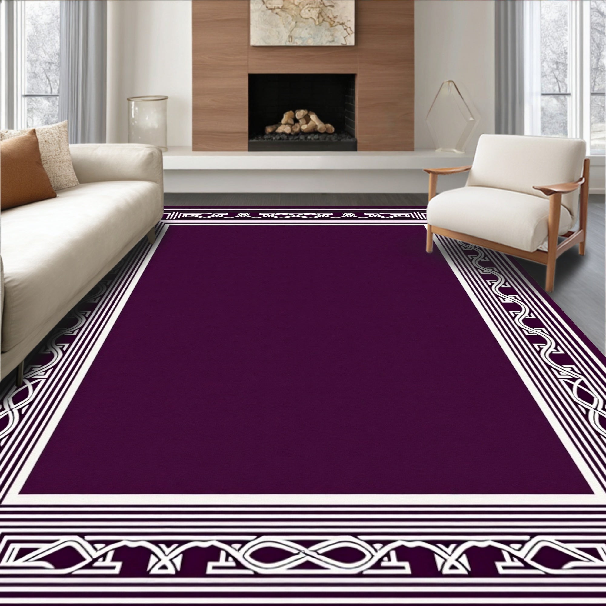 Geometric Border Patterned Rug