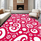 Crimson Swirls Circular Collage Rug