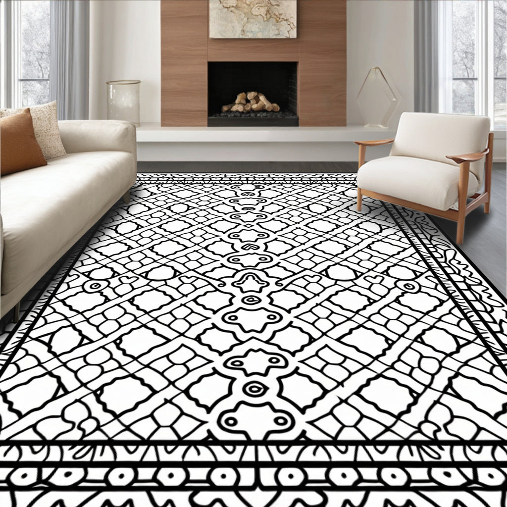 Intricate Geometric Diamond Pattern Rug