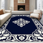 Elegant Floral Medallion Border Design Rug