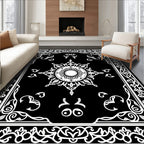 Intricate Black and White Mandala Pattern Rug