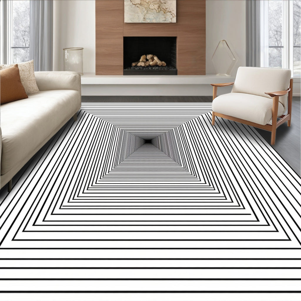 Concentric Square Tunnel Design Rug