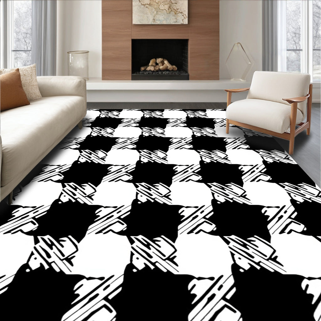 Bold Black 2 Tone Texture Rug
