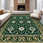Ornate Floral Vine Border Design Rug