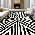 Bold Black White Striped Pattern Rug