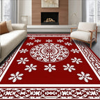 Traditional Snowflake Medallion Border Design Rug