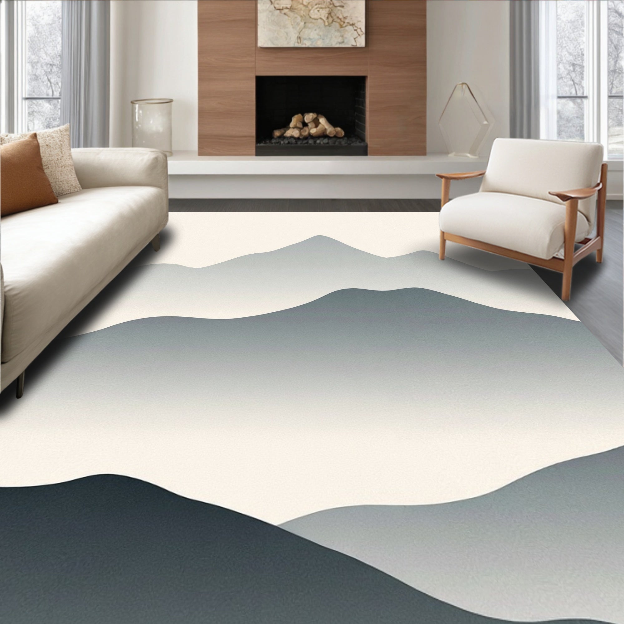 Minimalist Gradient Hillscape Design Rug