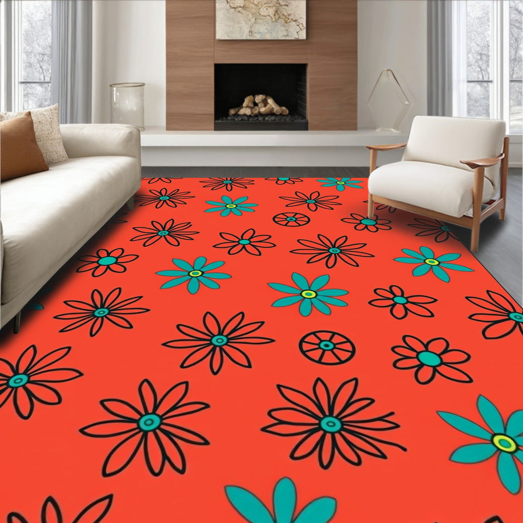 Retro Bloom Floral Pattern Rug