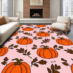 Orange Pumpkin Foliage Autumn Scene Rug