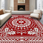 Rustic Red Floral Medallion Pattern Rug
