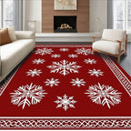 Red Snowflake Pattern Rug