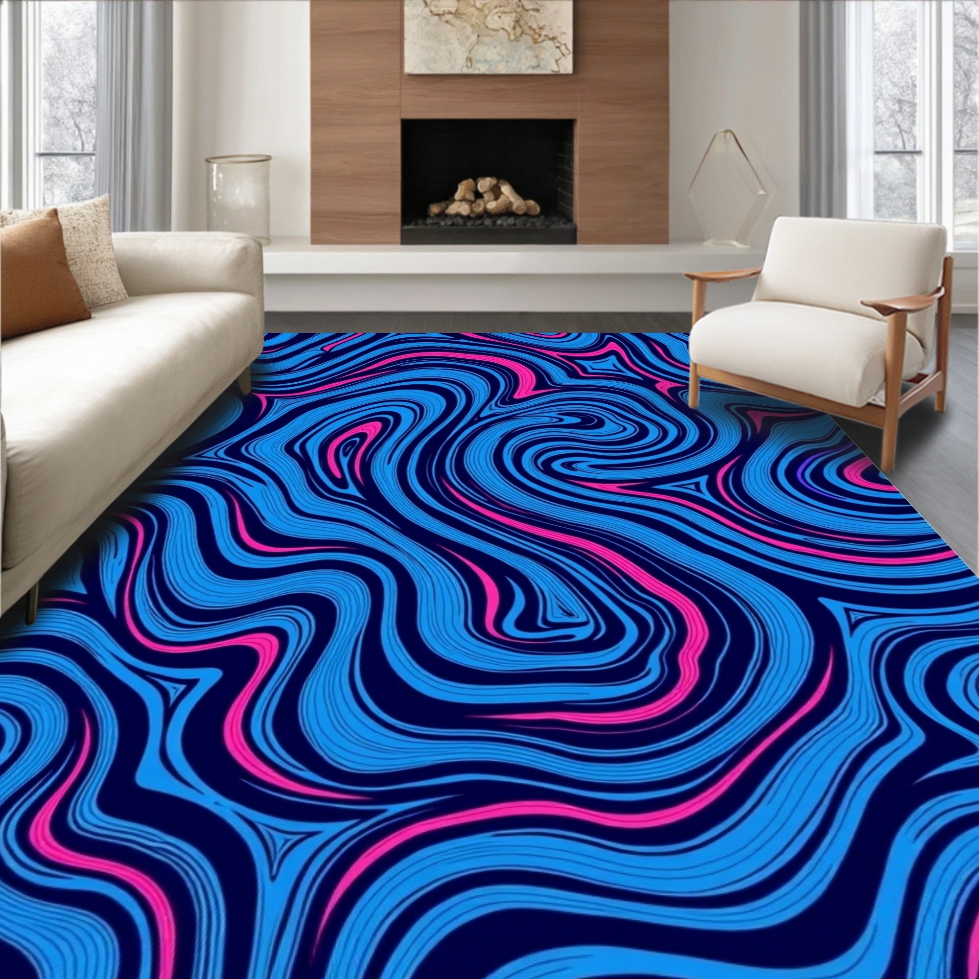 Vivid Swirl Abstraction Rug