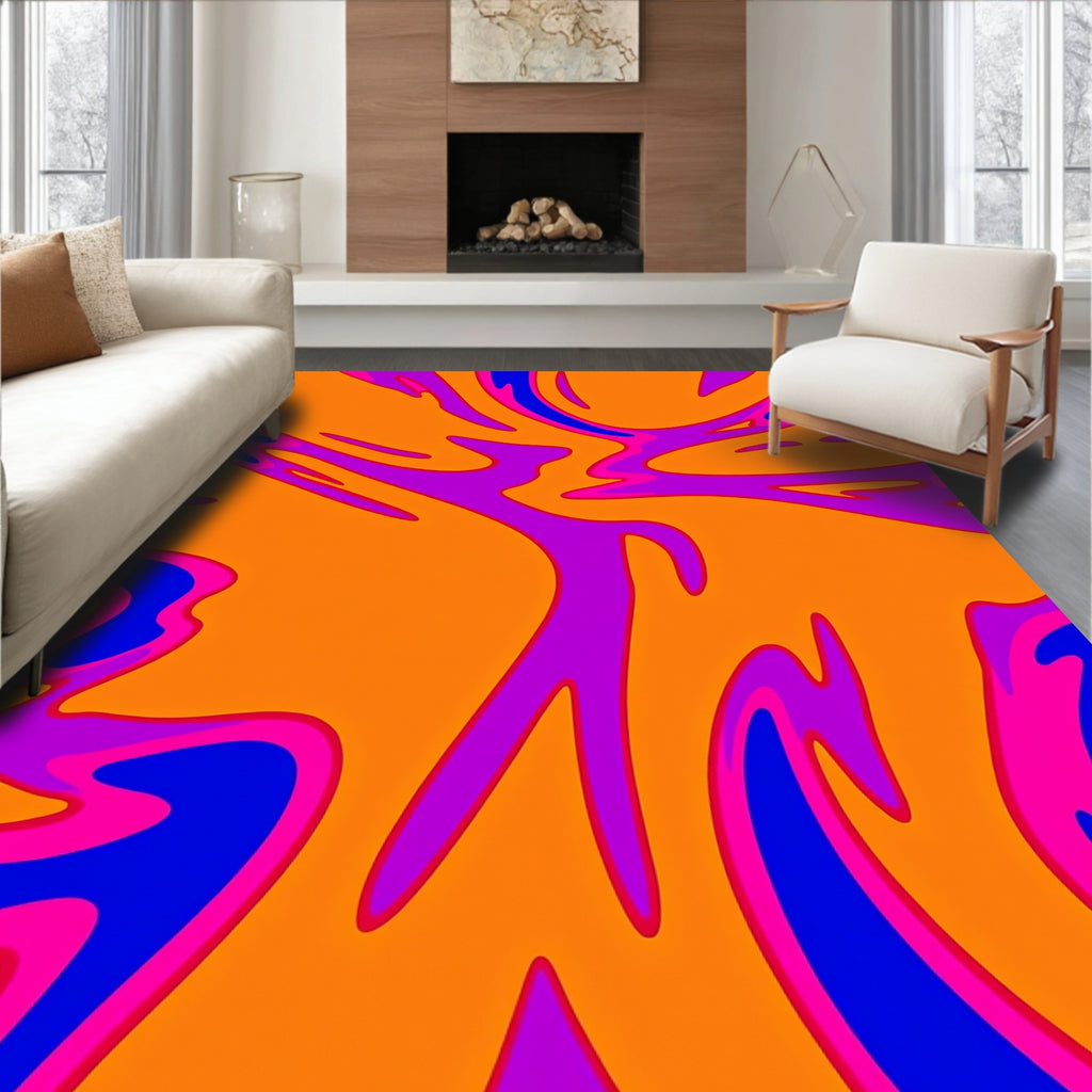 Vibrant Psychedelic Swirl Pattern Rug