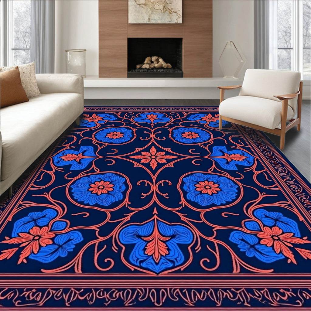 Ornate Floral Vines Pattern Rug
