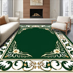 Green Floral Bordered Square Design Rug
