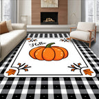 Hello Pumpkin Gingham Square Design Rug