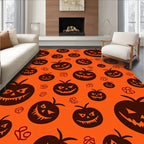 Spooky Pumpkin Face Pattern Design Rug