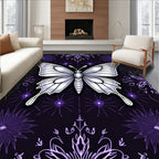 Purple Butterfly Mystical Symmetry Design Rug